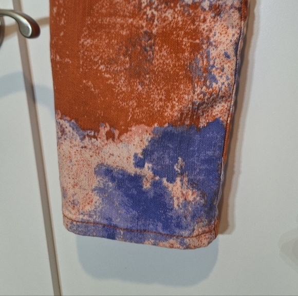 Levis Tie Dye Splotched Midrise Skinny Jeans Orange Blue Cotton Stretch Sz 31 - Picture 12 of 13